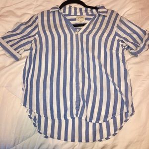 J Crew Blue and White Button-Up Shirt